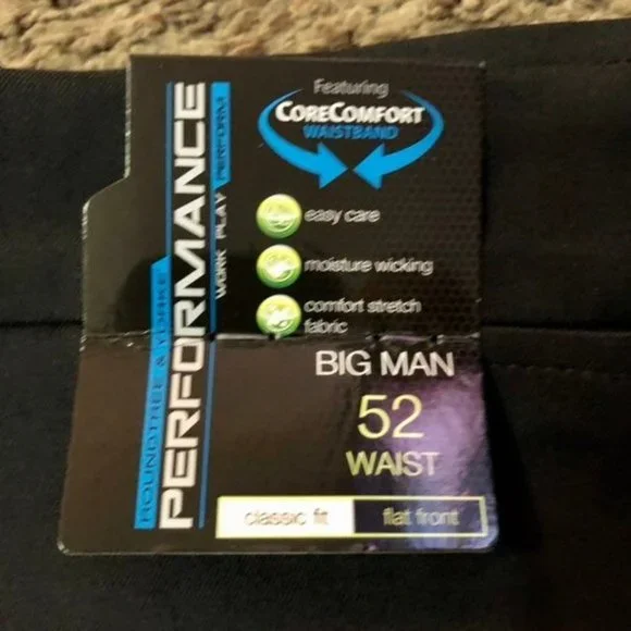 Roundtree Yorke Performance Shorts Big Man 52 Waist NEW Black - Picture 3 of 9